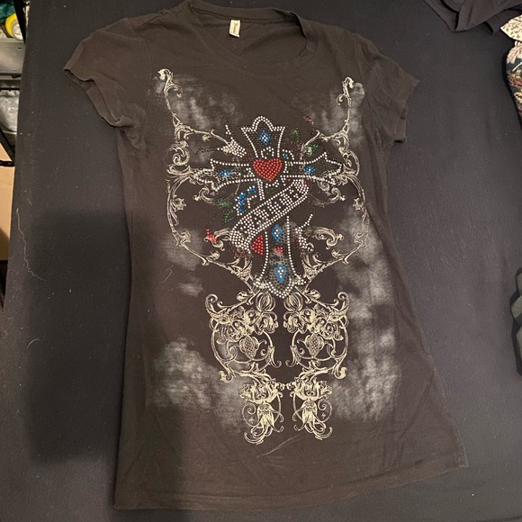 Y2K bedazzled Faith Shirt - Picture 1 of 2